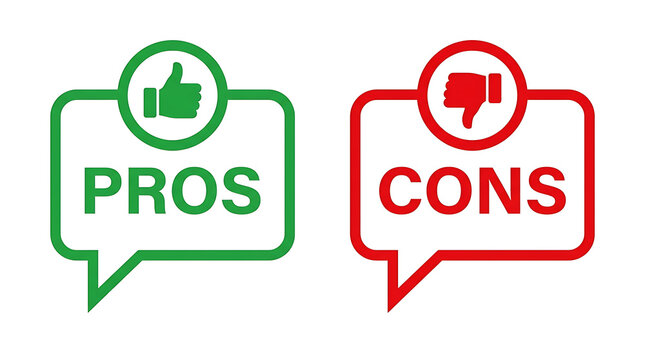 Pros and cons icons with thumbs up and thumbs down