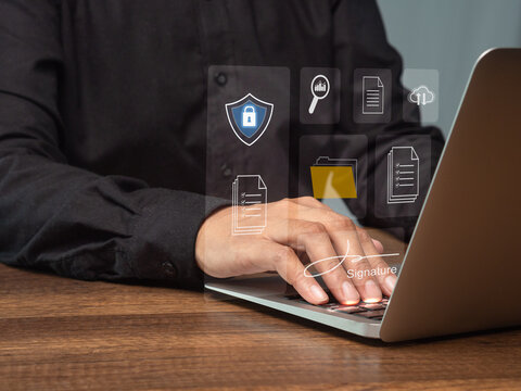 Secure digital document management and verification on laptop
