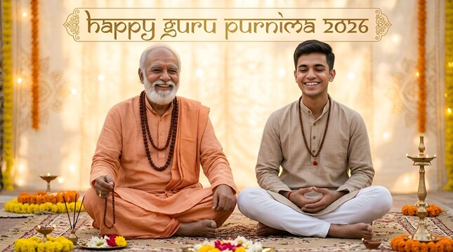 Guru Purnima: Elderly Guru shares wisdom with young student, celebrating enlightenment