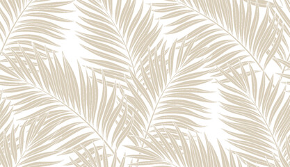 Soft beige palm frond pattern on a white background. © DesignerKamran99