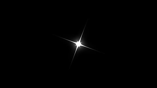 Futuristic shiny twincle star field effect on featuring glowing triple white sparkles, seamless background animation loop of intense luxury celestial glimmers or romantic magic lens flare. 4k video