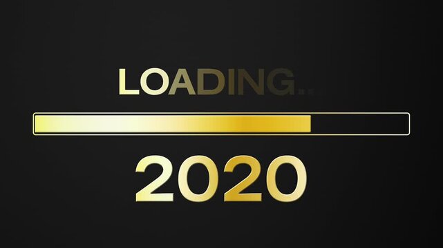 Video animation of loading bar in gold with the message loading 2027 over dark background - new year concept - represents the new year 2027.