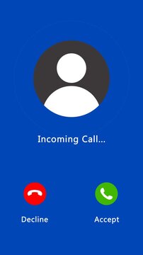 Phone call button screen animation on blue background, chroma key. Full HD. 4K