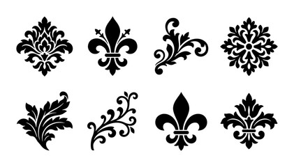 Elegant Ornate Flourish Vector Elements, Classic Damask Swirls, Royal Fleur de Lis Designs, Decorative Vintage Accents © Niloy