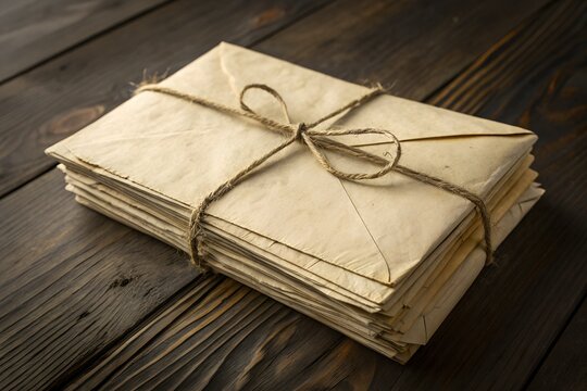 Vintage Letters Bundle, Old Stack Envelopes, Antique Tied Documents, Rustic Paper Package, Nostalgic Mail Stack