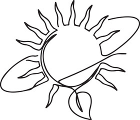Fototapeta premium One continuous line drawing of Solar energy concept. one line art icon drawing