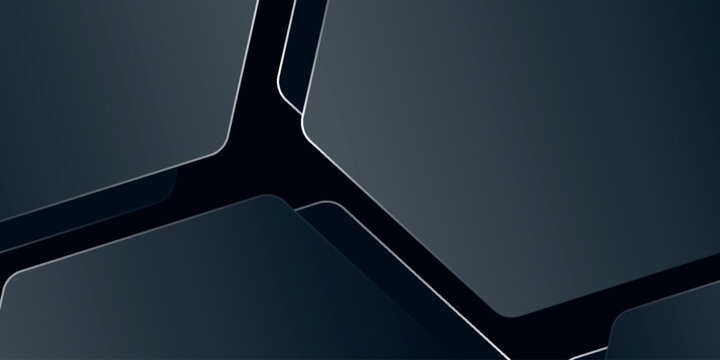 Abstract technology background with glowing geometric layer decoration. Minimalist design with overlapping hexagon shapes and glowing white lines. Modern and futuristic vector design. EPS. 4