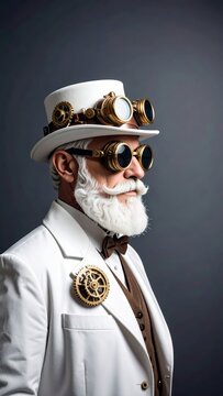 Elegance and innovation, a steampunk character portrait with distinctive details