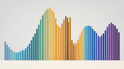 Obraz premium Abstract Colorful Data Visualization: A vibrant, abstract visualization depicts fluctuating data with colorful bars, representing trends and analysis in a modern, graphic style.