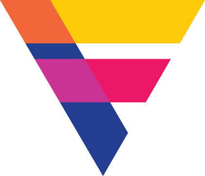 Geometric F Triangle Logo with Multicolored Segments