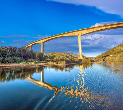 Miguel Torga Bridge (Ponte Miguel Torga) crossing the Douro river at Peso de Regua, Vila Real, Portugal
