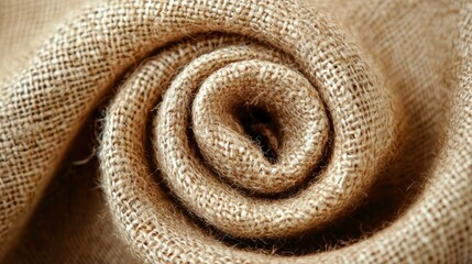 Naklejka premium Beige linen fabric exhibits a stunning texture enhanced by a perfect fold.