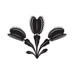 Venus Flytrap Silhouette On White Background Botanical Illustration © ABDULLA