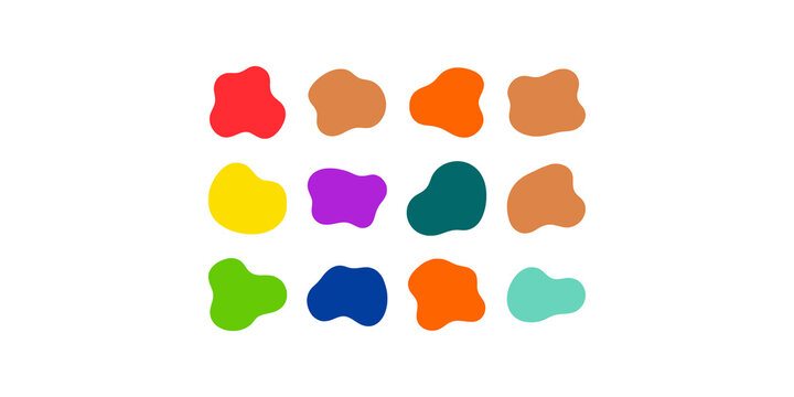 Set of Colorful Organic Fluid Blob Shapes