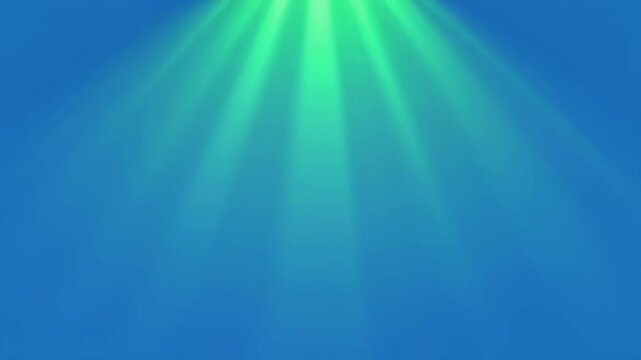 Abstract Blue Gradient Light Beams with Green Rays Shining Down in Rows