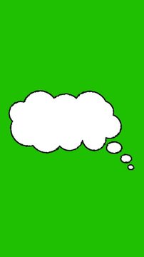 Speech bubble animation concept of comic, thought, dialogue, chat, communication,  conversation, message and more on green background. Full HD. 4K