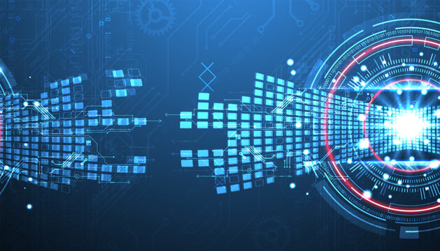 Abstract background. Scientific and technological concept with the use of technical elements formed in the shape of a circle. Vector
