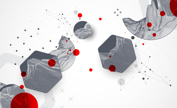 Abstract art wireframe background. Modern science or technology art elements. Surface illustration. Vector.