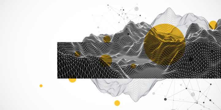 Abstract art wireframe background. Modern science or technology art elements. Surface illustration.