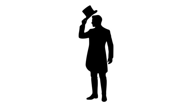 Groom tipping hat wedding silhouette