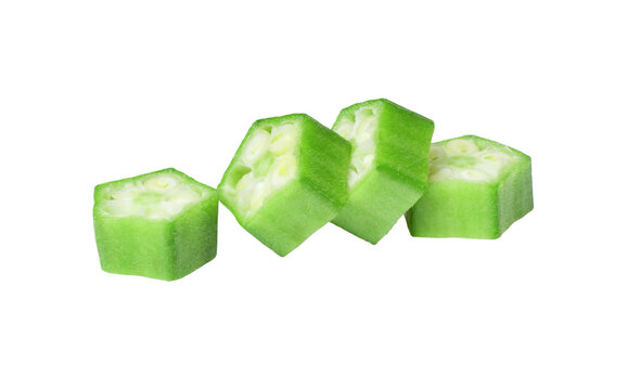 Okra slice on transparent background.