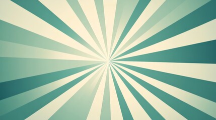 Obraz premium Vintage retro sunburst background featuring radial rays in teal and cream color palette