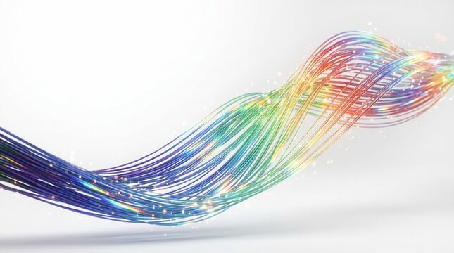 Abstract colorful light stream flowing motion digital technology concept