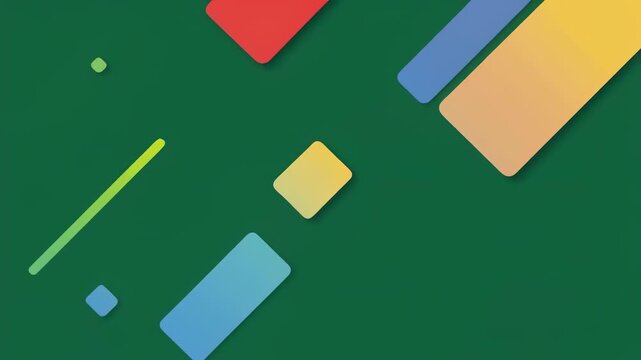 colorful geometric shapes floating on dark background animation