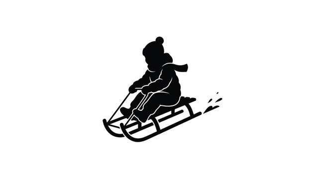 Person Riding Sled Silhouette Winter.