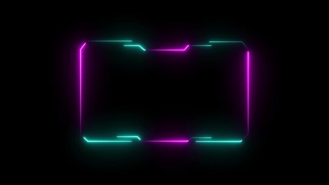 Hud frames user interface elements design modern motion graphics technology futuristic control panel Sci-fi technology interface and streaming webcam screen border on a black background.