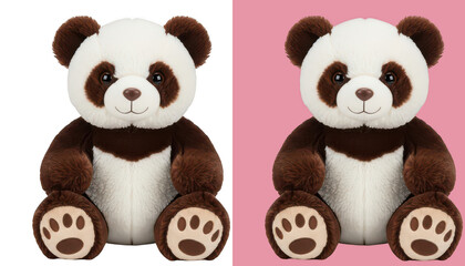 Cute panda bear sitting and looking straight ahead isolated on transparent background png © MSTMARIA