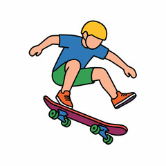 Fototapeta premium Skater Boy Jumping on Skateboard Isolated Vector Illustration