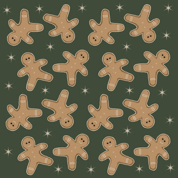 gingerbread cookies seamless pattern