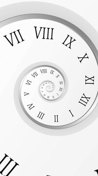 Spiral Clock Animation looped background. Concept of time travel, Present, Past, Future, infinity concept of time travel Full HD. 4K