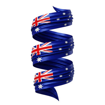 3D Spiral of Australian and British Union Jack Flags with Transparent Background