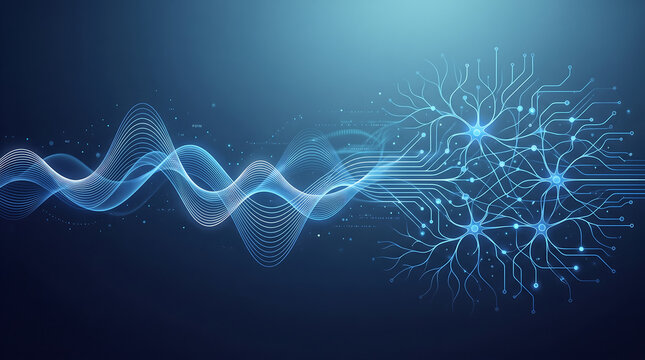 Digital neural network processing sound waves.
