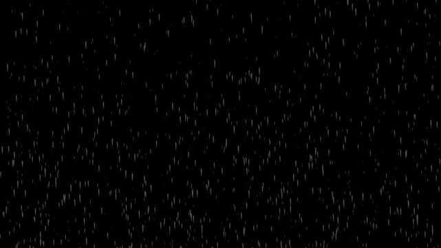 Heavy rain with wind closeup raindrops splashing practical against black background. Falling Strong raindrops footage 4k videos, rainy day effect seamlessly loopable footage.