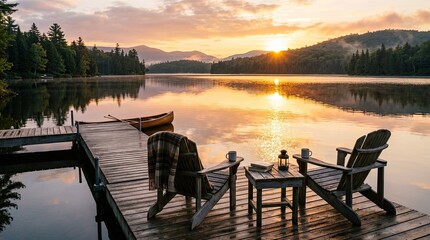 Naklejka premium sunset on the lake