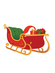 Naklejka premium santa claus sleigh filled with christmas gifts