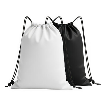 Black and white drawstring bags for sports or gym gear