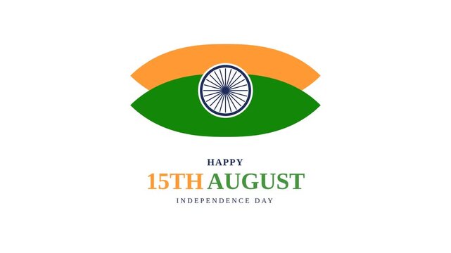 Happy 15th August Indian Independence Day patriotic greeting graphic design with national flag colors and Ashok Chakra symbol representing freedom and national pride for celebratory concepts