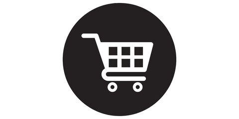 Dark shopping cart icon with boxes inside a circle, ecommerce and retail symbol, transparent PNG object © Shan masih