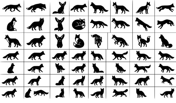 Fox Silhouette Vector Set Minimalist Wildlife Animal Logo Collection