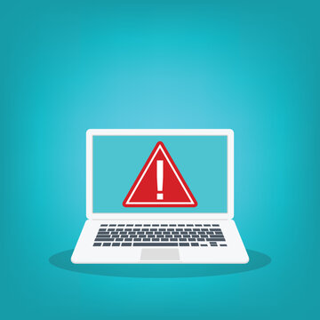Laptop Security Warning Alert with Critical Error Notification on Computer Screen