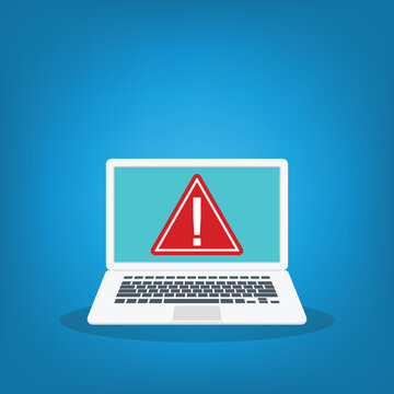 Laptop Security Warning Alert with Critical Error Notification on Computer Screen