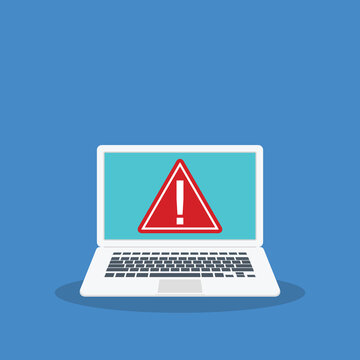 Laptop Security Warning Alert with Critical Error Notification on Computer Screen