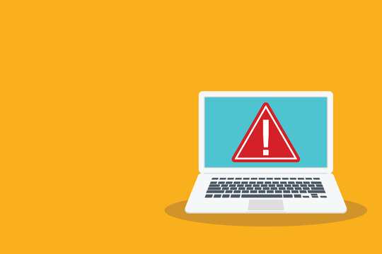 Laptop Security Warning Alert with Critical Error Notification on Computer Screen