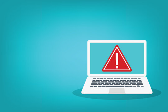 Laptop Security Warning Alert with Critical Error Notification on Computer Screen