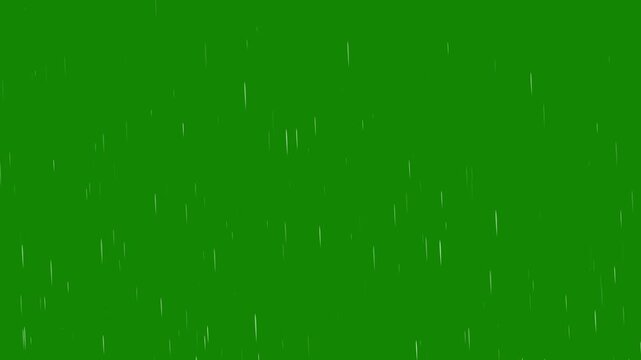 Heavy rain with wind closeup raindrops splashing practical against green screen background. Falling Strong raindrops footage 4k videos, rainy day effect seamlessly loopable footage.