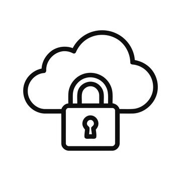 Outline Handdrawn Cloud Shape Security Lock Icon Symbol